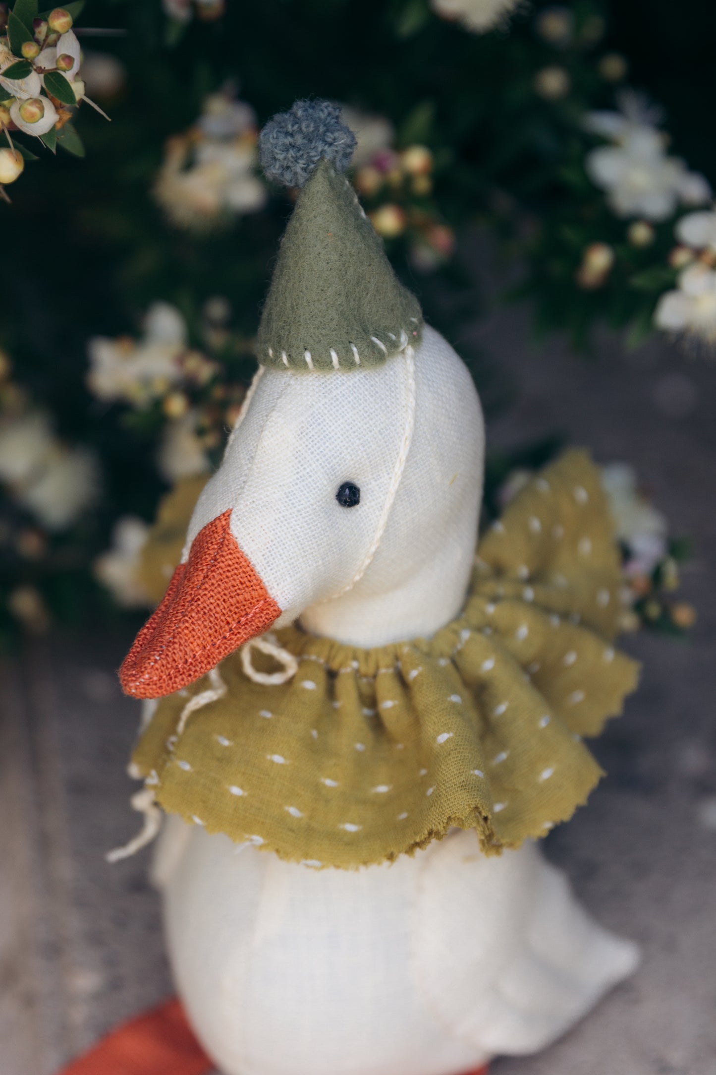 Handmade Linen Birthday Goose in Green