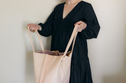 Vegetable Tanned Leather Tote Bag