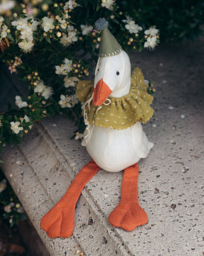 Handmade Linen Birthday Goose in Green